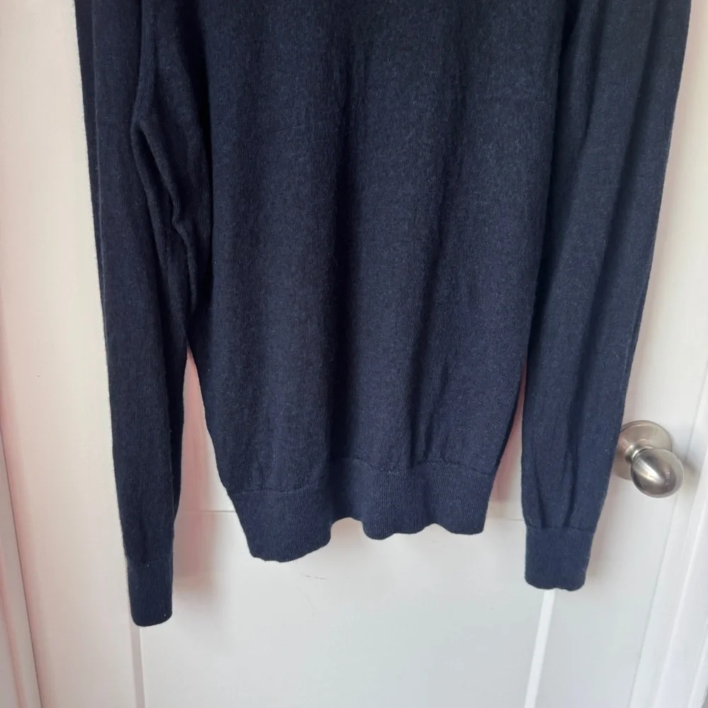 UNTUCKit Belguardo 100% Extra Fine Merino Wool Men's Sweater 1/4 Zip Navy Blue L